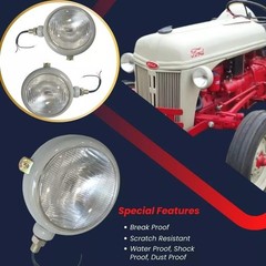 12V Pair Head Lamp Light for FORD Fits Tractor 2N 8N 9N 600 800 Grey 310066F