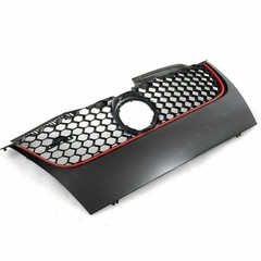 Front Upper Matte Black W/Red Trim Mesh Grille For 2006-2009 VW GTI Jetta Mk5