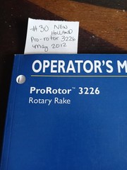 NEW HOLLAND PROROTOR 3226 ROTARY RAKE OPERATOR`S MANUAL