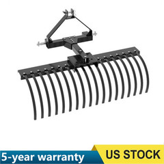 50 Inch Landscape Rake for Tractor for Compact Tractors w/ 18 Steel Tines