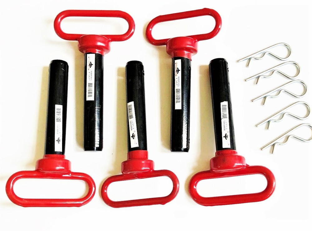 5 GOLIATH INDUSTRIAL RED HANDLE 1″ X 5″ TRACTOR HITCH PINS WAGON TRAILER RHP10S