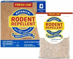 12 Pack 4 Pouch Boxes Fresh Cab Botanical Mouse Rodent Control Repellent 48 unit