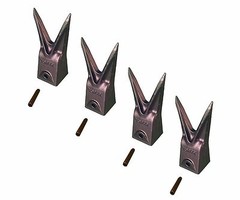 4 – Hensley Style Twin Tiger Rock Bucket Teeth w Roll Pins – X156WTL , P156