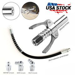 (2 Pack) Double Handle Lock Plier Oil Nozzle High Pressure Grease Gun Coupler+A
