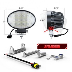 6.5” Oval LED work Light Flood Tractor Lamp for Deere 7020-7030, 8030T
