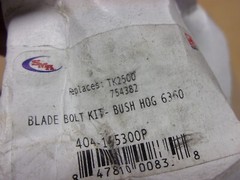 Tractor Mower Rotary Cutter Blade Bolt Kit Bush Hog 404-165300P TK2500 754382