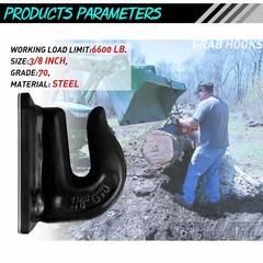 2x Tractor Bucket 3/8″ Bolt On Grab Hooks Black for RV UTV Truck Tow Hook Black