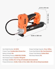 Cordless Grease Gun, 8000 PSI Max Pressure, Battery Operated Grease Gun with LED