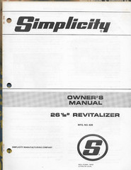 SIMPLICITY 26 1/2″ REVITALIZER Mfg. No. 629 Form OP22 Owner’s Manual