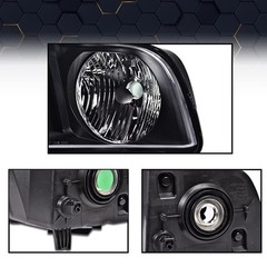 Headlight Assembly Left 2005-2009 Ford Mustang Halogen Clear Lens 4R3Z13008AB