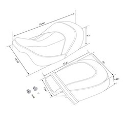 Motorcycle Seat Low Profile Two-Piece 2-Up with Red Stitching for Touring