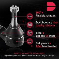 BDFHYK 6pcs Front Inner & Outer Tie Rod Ends Kit w/Tie Rod Boots Compatible