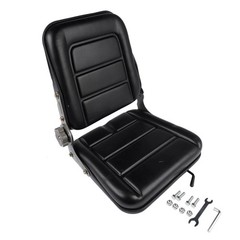 Universal Adjustable Backrest Forklift Excavator Lawn Mower Tractor Seat Black
