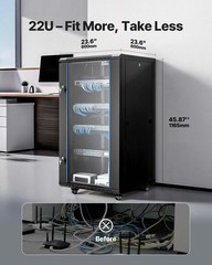 Vevor 22U Server Rack Cabinet Network Cabinet Wall Mount 23.6 In Depth Network