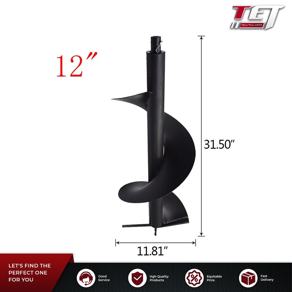 12 Inch Earth Auger Drill Bit 3/4″ Shaft For Gas Powered Post Fence Hole Digger