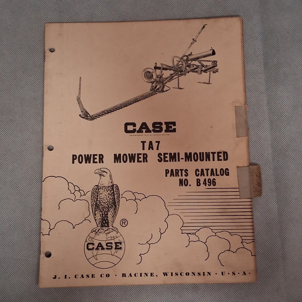 Case TA7 Power Mower Parts Catalog No B496 Semi-Mounted