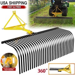 60″ 3 Pt Landscape Rock Rake For Category 1 Tractor Attachment Soil Gravel Lawn