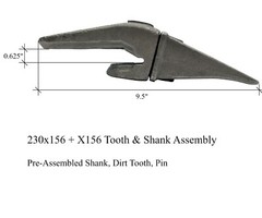 7 Mini-Excavator Shank, Tooth & Pin Assemblies, 5/8″ Lip – 230X156, X156S, P156