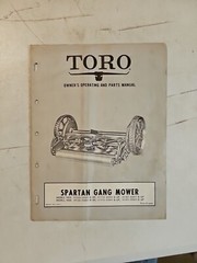 Vintage 1958 TORO Spartan Gang Mower Owner’s Operating & Parts Manual
