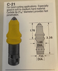 BRAND NEW KENNAMENTAL C-21 CARBIDE TIPPED AUGER BULLET TEETH / MADE IN THE USA