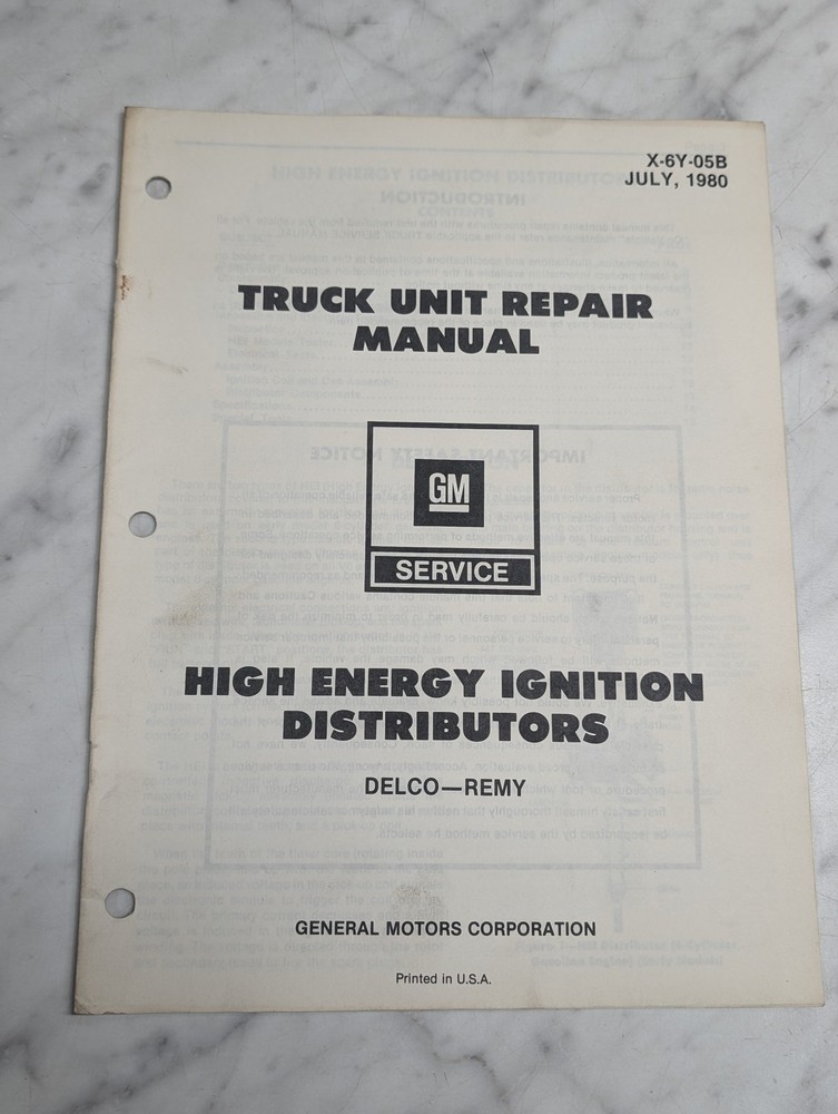 GM TRUCK UNIT REPAIR MANUAL HIGH ENERGY IGNITION DISTRIBUTORS DELCO REMY SERVICE