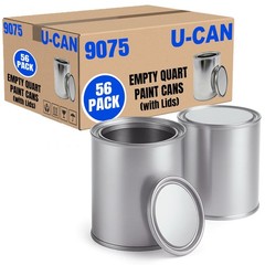 LAUCO Bulk Empty Quart Paint Cans with Lids – Box of 56 – Multi-Purpose Empty