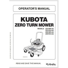 Kubota Z251BR Z231kh-au, Z251br-au Z251kh Mower Operators Manual 85 pages
