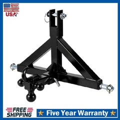 3-Point Quick Hitch for Category 1 Tractor with 2″ Trailer Receiver & Ball Mount