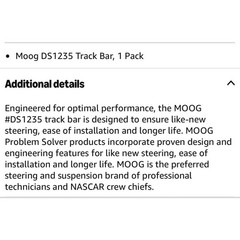MOOG DS1235 Front Suspension Track Bar for Jeep Wrangler Cherokee TJ 52007118