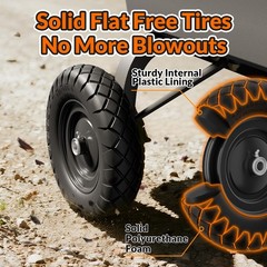 RONPOW 4.80/4.00-8 Flat Free Wheelbarrow Tire and Wheel, 16″ 16 inches, Black