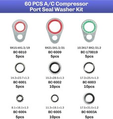A/C O Ring Kit, 60pcs AC Seal Kit, Silver Rubber Automotive Air Conditioning …