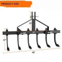 Chisel Plow Scarifier Detachable Cultivator W/6 Shanks for CAT-0 and CAT-1