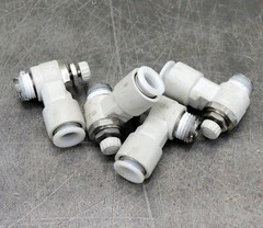 SMC AS2211F-N02-05S Flow Speed Control Valve Elbow 1/4″ 48J216 Lot of Four (4)