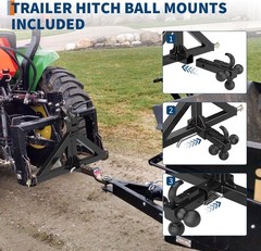 3 Point Hitch Receiver – 2″ Receiver & Towing Ball Mount for Implements Hauling