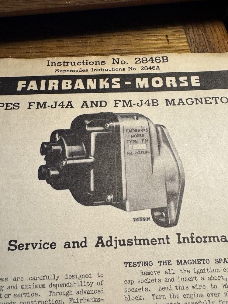 Allis-Chalmers Fm Magneto FMJ4A FMJ4B Parts Field Service Adjustment Manual