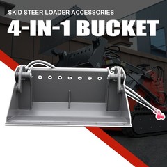 HUAYEE NEW 4-in-1 Multi-Purpose Bucket for Mini Skid Steer Loader Attachments