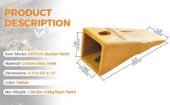 6737325 Bobcat Style Bucket Teeth w/ Pins Fits Mini Excavator / Skid Steer -10PK
