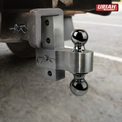 Uriah Products Adjustable Aluminum Hitch Mount with 2″ & 2.31″ Balls, Silver