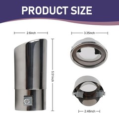 Pack-1 Stainless Steel Exhaust Tip, Straight Type Tailpipe Muffler, Automobile M