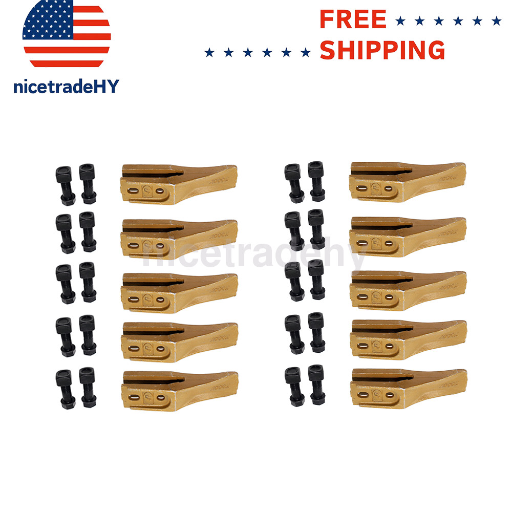 10 Pack 6684447 Skid Steer Bucket Unitooth Trenching Bucket Teeth w/ Bolts &Nuts