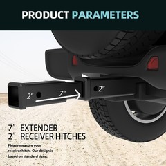 Trailer Hitch Extender for 2 Inch Receiver, 7 Inch Extension Length, 3500 lbs…
