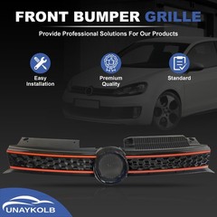 Black Front Upper Grille with Red Trim 2010-2014 GTI Jetta Golf