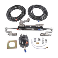 Boat Steering Kit w/Hydraulic Cylinder (Silver Handle) Fit for Boats HSX-300H