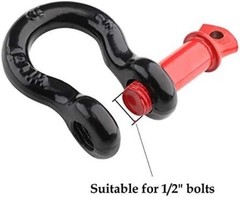 2Pcs 1/2 Inch D Ring Shackle, D Shackle Rugged 12 Ton (26,455 lbs) 1/2Inch