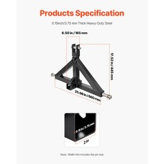 Uimoso 2″ Tractor Hitch Receiver Adapter, 3-Point, 3000 lbs Load Capacity