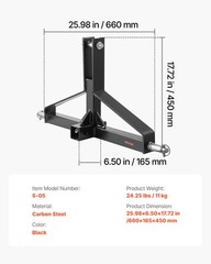 VEVOR 3 Point 2″ Receiver Trailer Hitch Category 1 Tractor Quick Hitch Drawbar