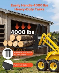 Uimoso Pallet Fork Frame Attachment with 48-inch Skid Steer Forks, 4000 lbs