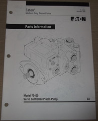 EATON 72400 SERVO CONTROLLED PISTON PUMP REPAIR SERVICE MANUAL & PARTS BOOK