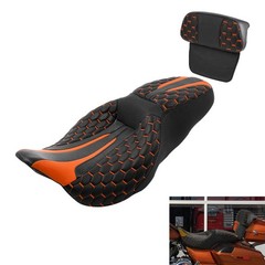 2-Up Rider Leather Seat w/ Backrest Pad For 14-23 Touring Road King Street Glide
