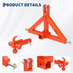 3 Point Hitch Receiver – 2″ Receiver & Towing Ball Mount for Implements Hauling